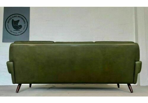 Image 1 of Canapé lounge vintage danois Svend Skipper à 3 places en cuir vert olive