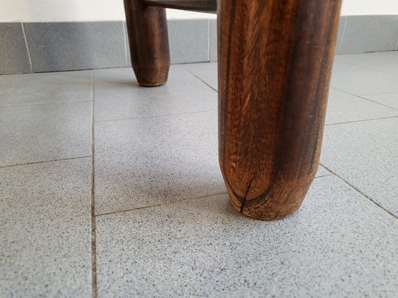 Image 1 of Vintage Charles Dudouyt eikenhouten en rieten stoel uit de jaren 1940, model 4S0.