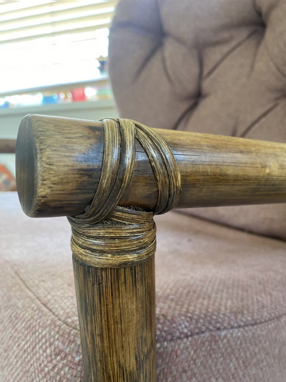 Vintage Rotan Oorfauteuil – Vermoedelijk Rohé – Rohé Noordwolde, Rattan, Textile (photo 2 of 11)