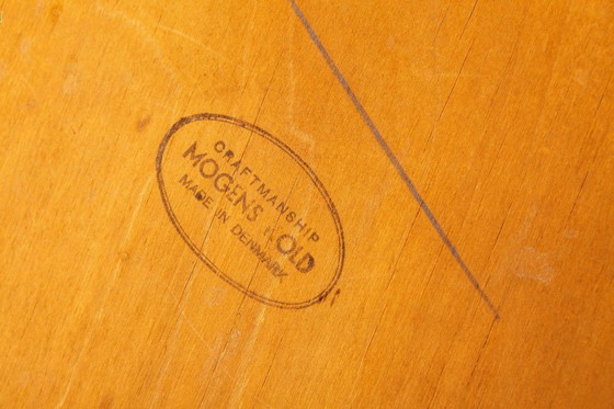 Image 1 of Set of 4 Arne Hovmand-Olsen Chairs for Mogens Kold, Danish Mid Century Teak Dining Chairs 1950s, Pink Upholstery