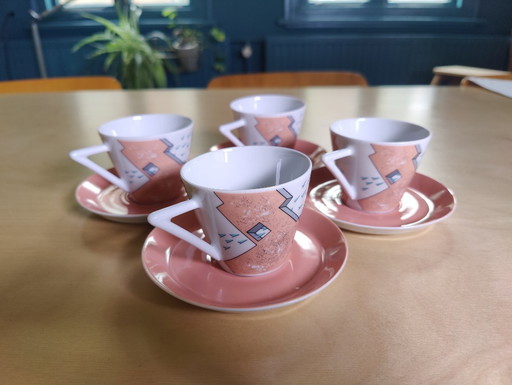 Juego de 4 tazas y platillos Winterling Bavaria de la década de 1980