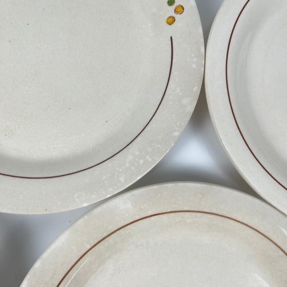 Image 1 of Set aus 5 Longwy-Desserttellern, frühes 20. Jahrhundert, florales Dekor