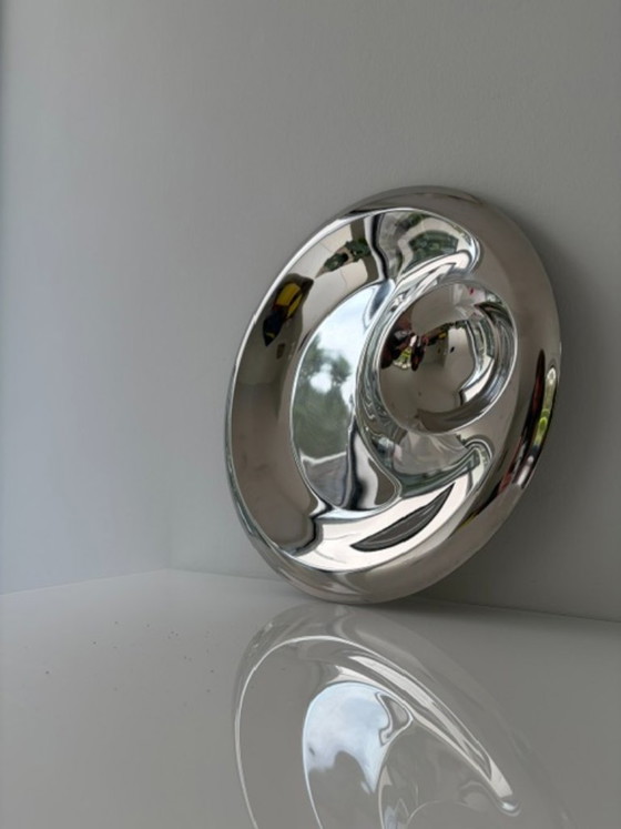 Sculpturale Hoogglans RVS Schaal – Space Age Design – Schalen (photo 4 of 13)