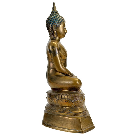 Antieke Thaise Shakyamuni Boeddha met ingelegde ogen - 19e eeuw - 40.5 cm – Beeldhouwkunst (photo 4 of 11)