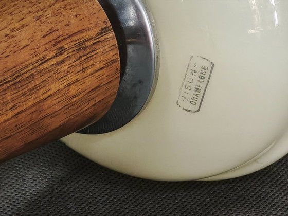 Paire de Lampes italiennes en verre opalin, bois et chrome, années 1950 – Wood (photo 3 of 10)