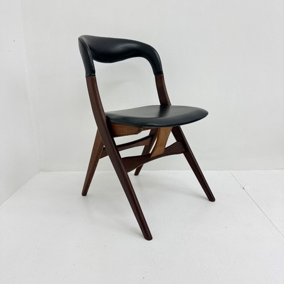 Sedia da pranzo vintage di Louis van Teeffelen, anni '60, Sedie da pranzo, Legno, Pelle, Marrone (foto 7 di 14)