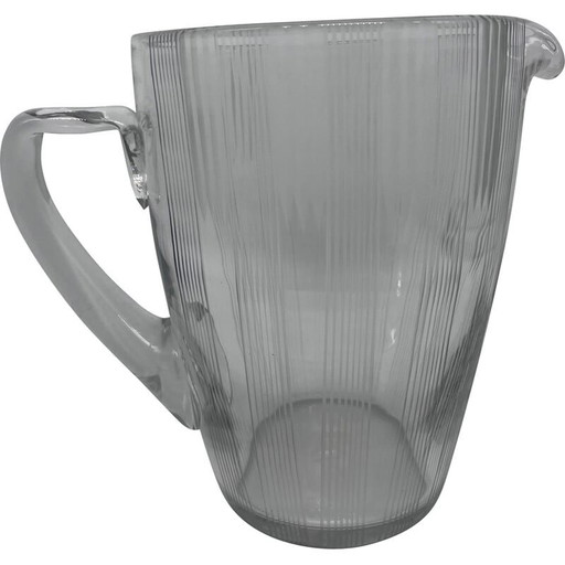 Cruche vintage en verre ciselé, 1950