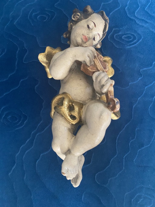 Vintage wooden handmade angel