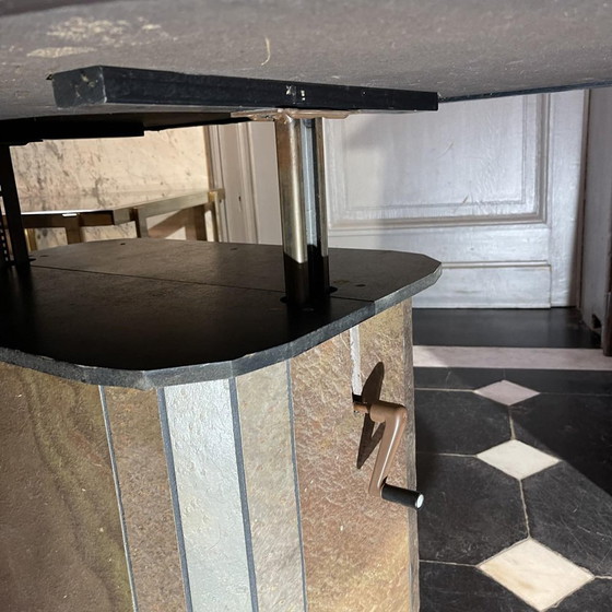 Table basse brutaliste en pierre, cuivre et laiton par Paul Kingma, années 1970 – Livres d'art, Copper, Brass (photo 2 of 17)