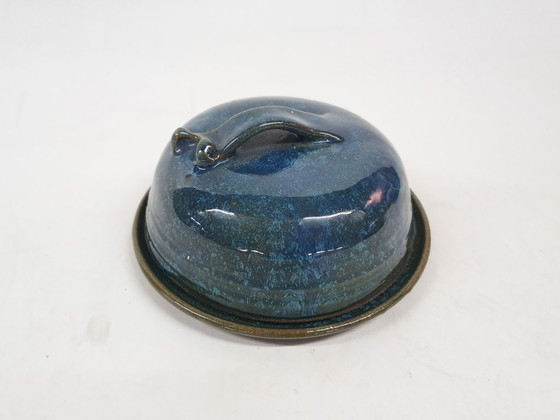 Image 1 of Beurrier en céramique bleue, France, années 1960