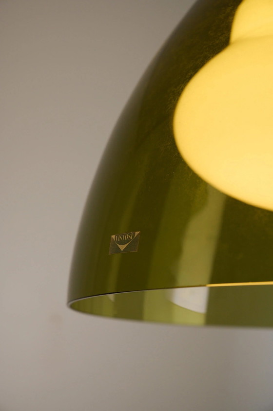 Space Age Blown Glass Pendant Lamp by Vistosi, Italy, 1970s, Ceiling lights, Aluminium (photo 7 of 12)