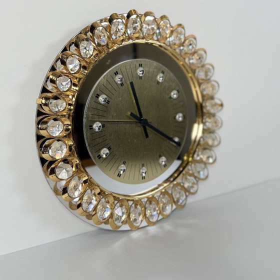 Image 1 of Hollywood regency clock from Junghans, gold and crystal