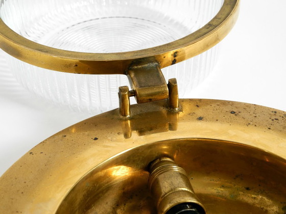 Image 1 of A pair of large, heavy 1950s original maritime ship wall lamps made of brass and glass