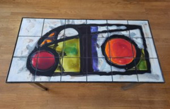 Image 1 of Juliette Belarti coffee table in Volcan lava and Belgium ceramics 1960