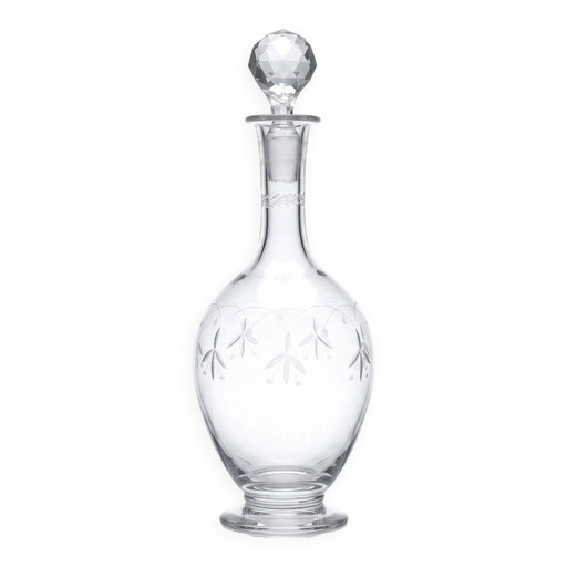 Antique crystal decanter from Nancy, engraved, circa .