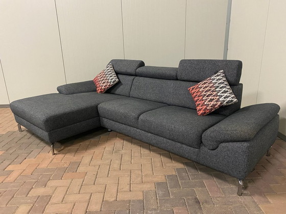 Image 1 of Sofá esquinero Montel de tela gris – Reposacabezas ajustables – Espacioso y cómodo