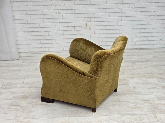 1950s, Danish Relax Chair, Furniture Velour, Oak Wood – Armchairs, Textile (photo 11 of 17)