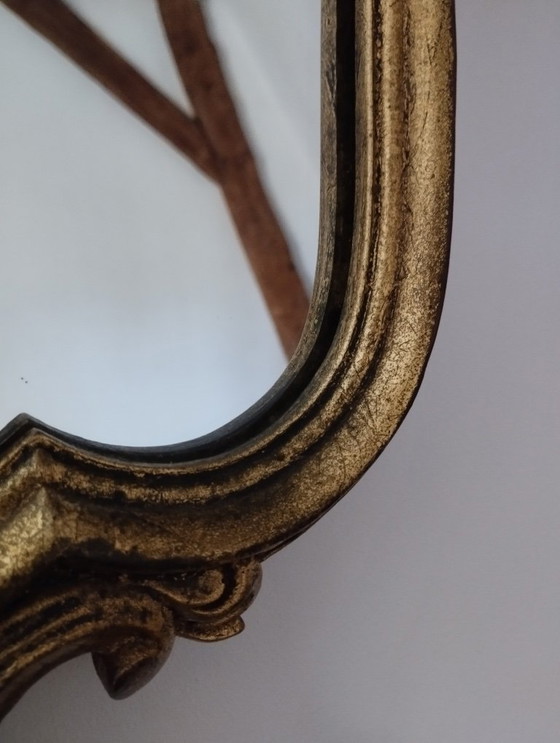 Image 1 of Ancien grand miroir violoné en bois doré style Rocaille Louis XV