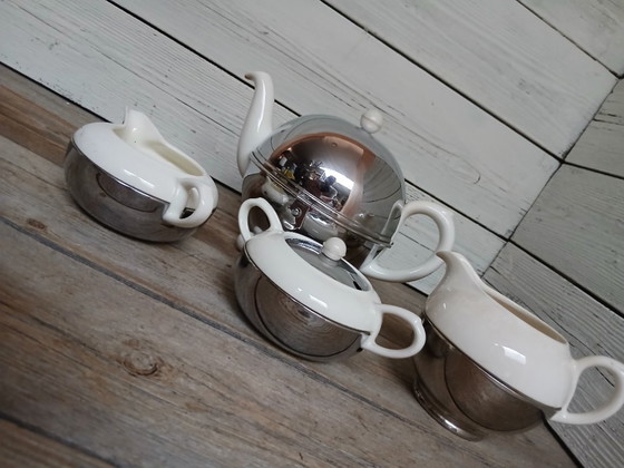 Benraad Teapot, Cream Jug and Sugar Bowl, 1950s. – Tableware, Ceramic, Metal (photo 15 of 16)