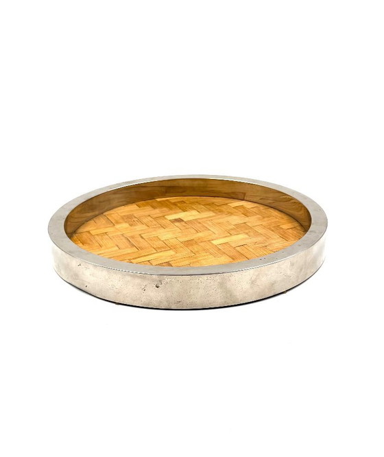 Image 1 of Hollywood regency bamboo and brass tray, Italy 1970s