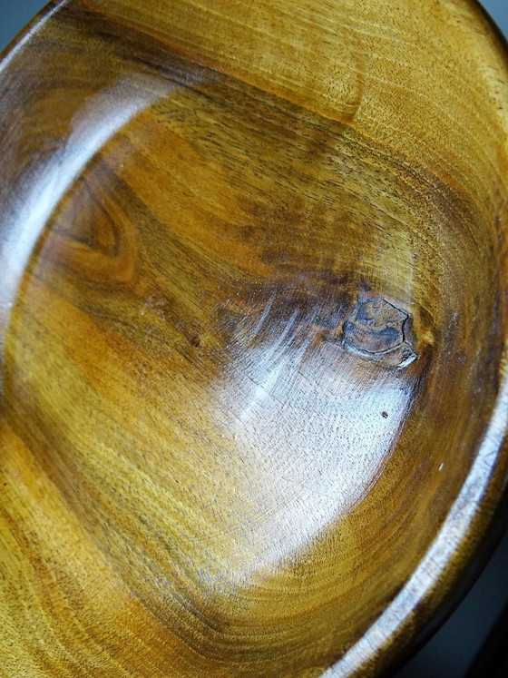 Image 1 of Coupe en bois teck ou acacia, vintage artisanat années 70-2000