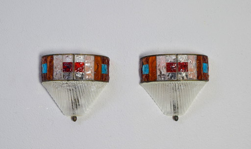Ensemble de deux appliques en Poliarte Longobard de style moderne italien du Mid Century