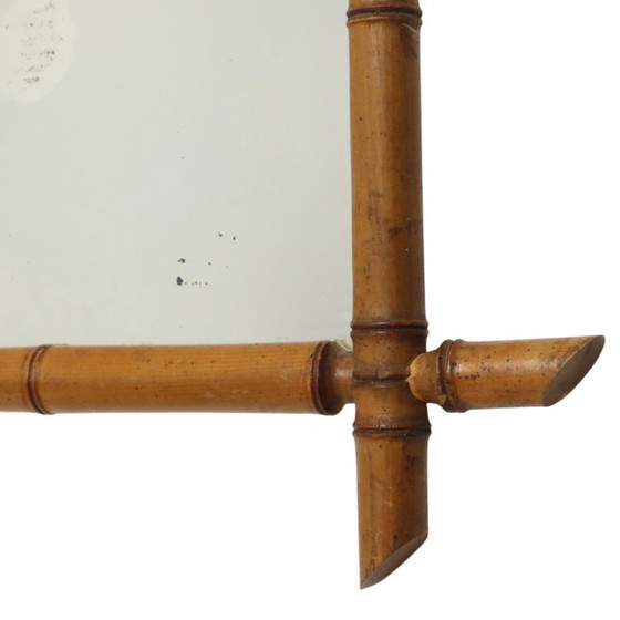 Image 1 of Franse Houten Spiegel Faux Bamboe Chinoiserie 57x47cm