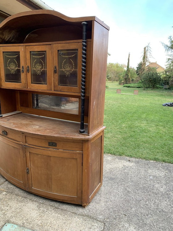 Art Nouveau 2-Piece Kitchen Cupboard – Storage cabinet, Wood, Glass (photo 5 of 9)