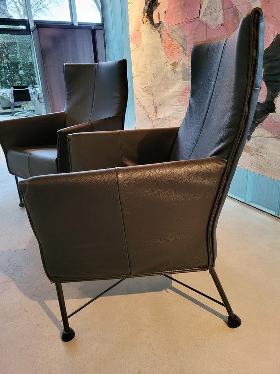 Image 1 of Charly Sessel, 2x schwarzes Leder