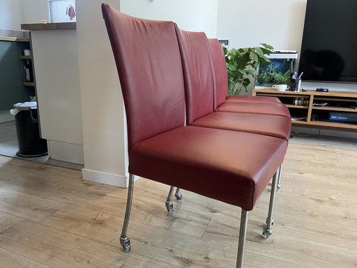 Chaises de salle à manger Bert Plantagie rouge bordeaux sur roulettes