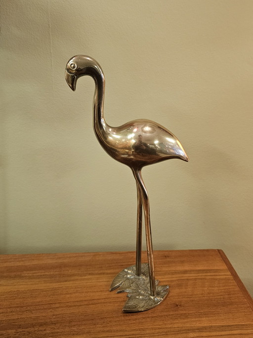 Vintage Brass Flamingo Bird 1970s Yellow Brass