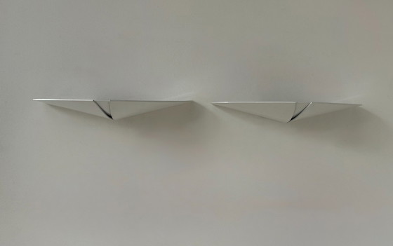 Image 1 of Coppia di applique vintage, metallo laccato bianco, Francia, 1980