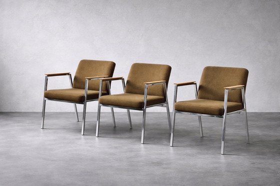 Image 1 of Vintage Duitse bruine conferentiestoel uit het midden van de 20e eeuw van Drabert, jaren 70.