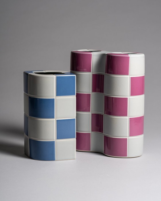 Image 1 of Postmodern Rosenthal Porcelain Vase DUO Jan v.an der Vaart Memphis Style 1980s