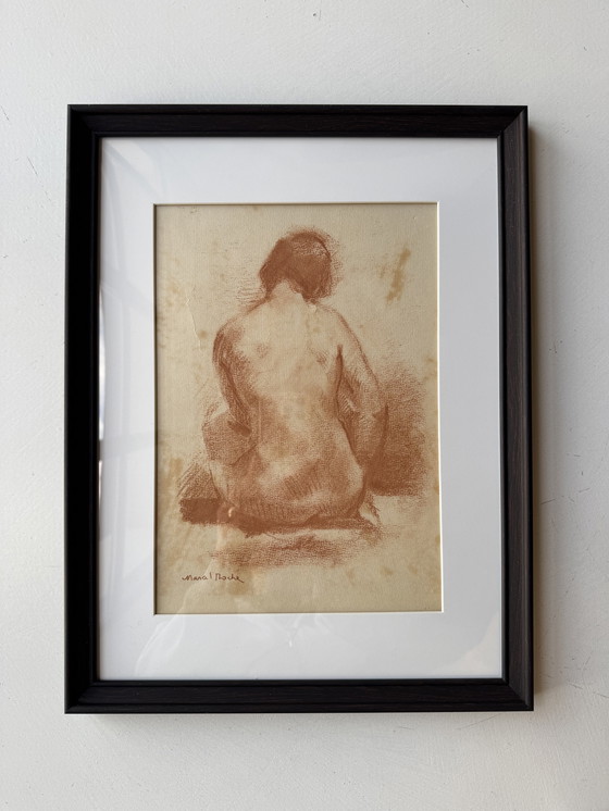 Image 1 of Antique nude sanguine drawing by Marcel Roche