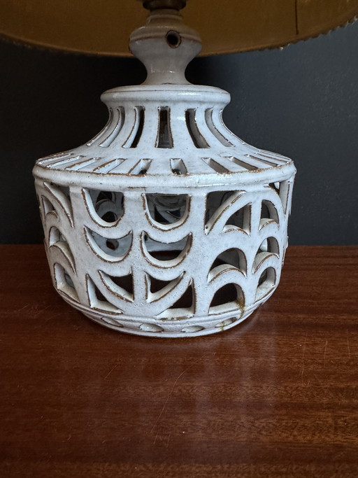 Roger Collet openwork ceramic lamp, 1960s