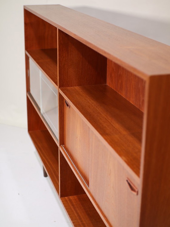 Image 1 of Bookcase Clausen & Søn wall cabinet teak Danish vintage