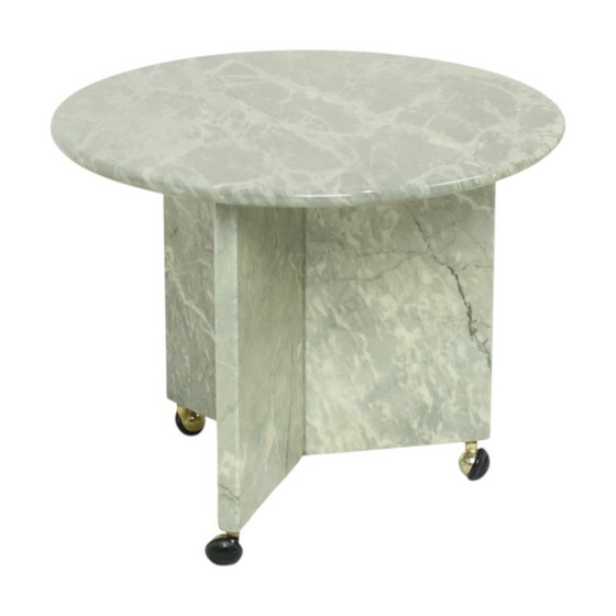 Image 1 of Marble Side Table on Wheels 1970s
