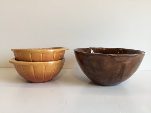 Antique Bowls with Ears DUROFEU / SDEL France