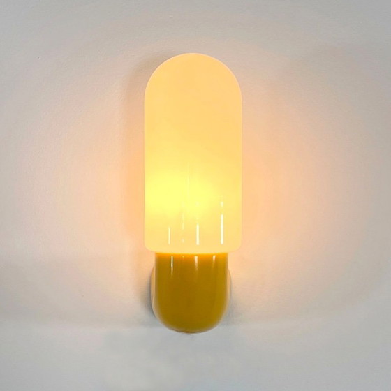 Image 1 of Lampada da parete gialla in vetro e plastica di Dietsche Germania, anni '80