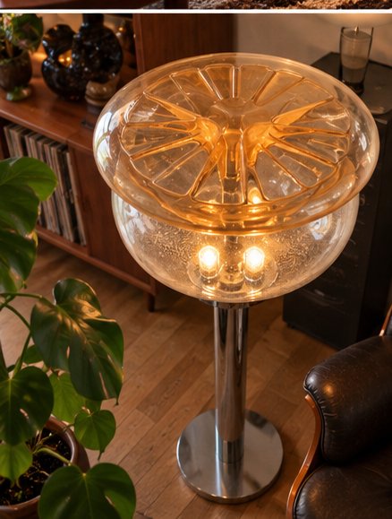 Lampada da terra italiana vintage – Lampade da terra, Glass, Chrome (photo 6 of 6)