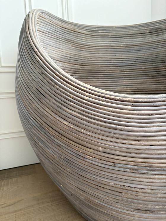 Image 1 of Vintage rotan eistoel / podstoel – stijl van de jaren 60/70