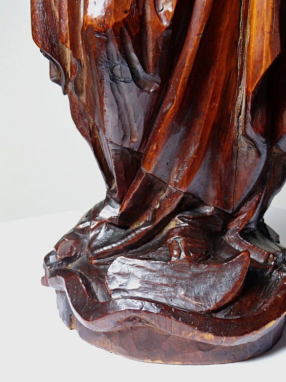 Image 1 of Antique religious sculpture of the Virgin Mary in carved wood, Immaculate Conception
