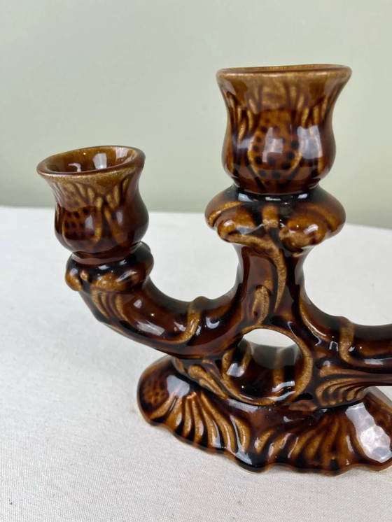 Barbotine kroonluchter – Kandelaars en kaarsen, Porcelain, Ceramic, Art Nouveau (photo 6 of 8)