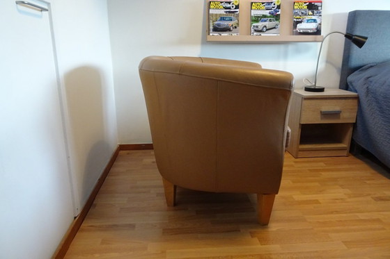 Image 1 of Fraaie Clubfauteuil in kwaliteits leer - mokka