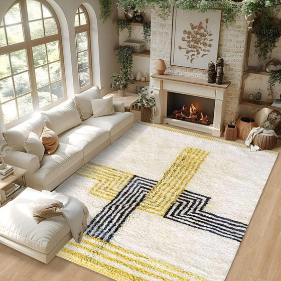 Image 1 of Tapis en laine écru à motifs géométriques 250cmx300cm 