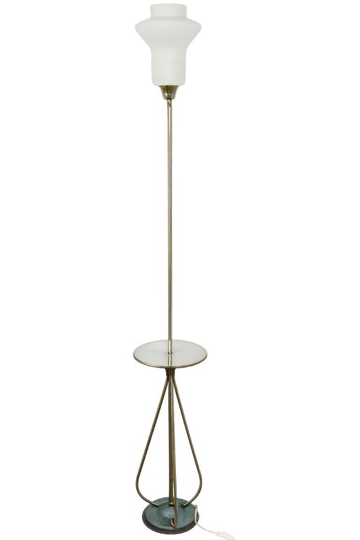 Polish floor lamp from the 1960s – nickel-plated metal and glass
