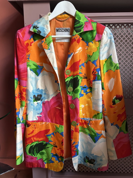 Vintage Moschino Couture silk blazer – Made in Italy – colorful floral print