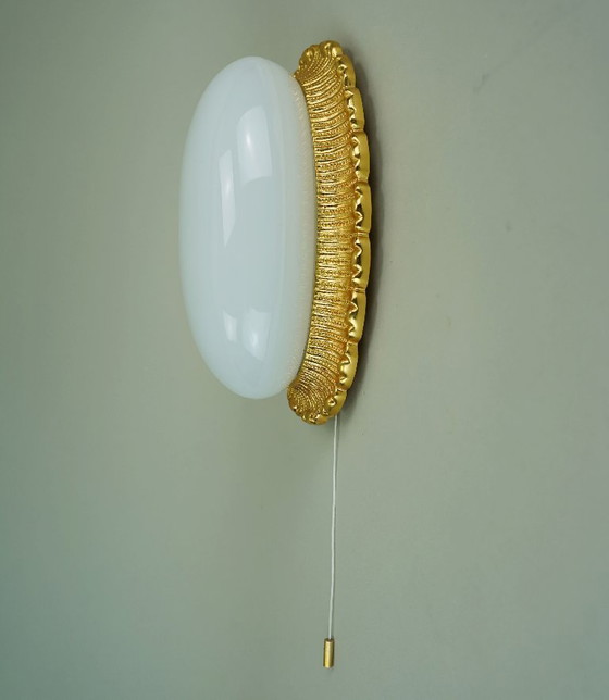 Mid Century Lampada a bacchetta Limburg A 234 Opalglas Aluminium Vergoldet 70er 80er Jahre (photo 5 of 15)