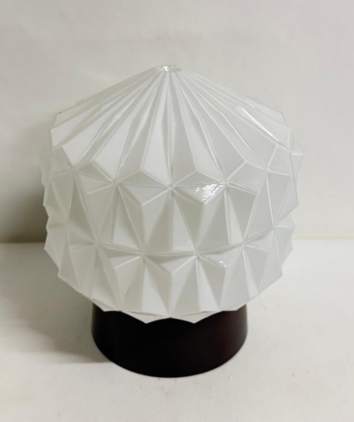 Vintage witte plafondlamp snijlijnen strak lamp midden eeuw